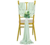 ERHTGUO 20x275cm Chiffon Chair Sashes Wedding Sash Cover Aisle Decorations Long Sheer Church for PartyBanquet(Green 3,20X275CM 10PCS)