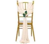 ERHTGUO 20x275cm Chiffon Chair Sashes Wedding Sash Cover Aisle Decorations Long Sheer Church for PartyBanquet(Champagne,20X275CM 5PCS)