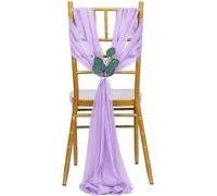 ERHTGUO 20x275cm Chiffon Chair Sashes Wedding Sash Cover Aisle Decorations Long Sheer Church for PartyBanquet(Light Purple,20X275CM 15PCS)