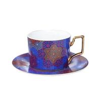 ERHTGUO 250ml English Vintage Pattern Ceramic Coffee Cup Saucer Set European Porcelain Tea Mugs Home Afternoon Flower(Color 16)