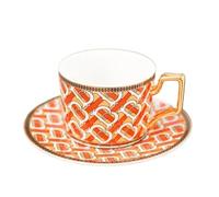 ERHTGUO 250ml English Vintage Pattern Ceramic Coffee Cup Saucer Set European Porcelain Tea Mugs Home Afternoon Flower(Color 22)