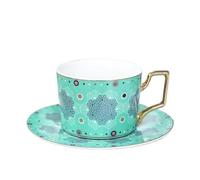 ERHTGUO 250ml English Vintage Pattern Ceramic Coffee Cup Saucer Set European Porcelain Tea Mugs Home Afternoon Flower(Color 15)