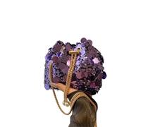 ERHTGUO 2pc Sequin Chain Women's Portable Bucket Shoulder Bags Retro Ladies Dinner Party Clutch Purse Design Female Crossbody Bag(Color4)