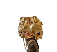 ERHTGUO 2pc Sequin Chain Women's Portable Bucket Shoulder Bags Retro Ladies Dinner Party Clutch Purse Design Female Crossbody Bag(Golden)