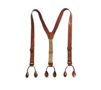 ERHTGUO 2pc Y-Type Suspenders For Men Retro British Style Buttoned Anti-slip Suit Accessories PU Leather Business(Color54)