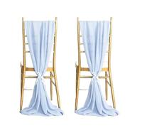 ERHTGUO 2Pcs 30x270cm Chiffon Wedding Chair Sashes Setting Gauze Sheer Vintage Birthday Party Festival Aisle Decor(2pcs Sky a)