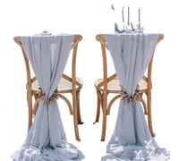 ERHTGUO 2Pcs 30x270cm Chiffon Wedding Chair Sashes Setting Gauze Sheer Vintage Birthday Party Festival Aisle Decor(Grey a)