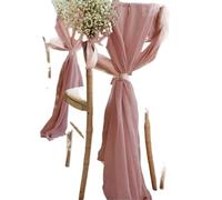 ERHTGUO 2Pcs 30x270cm Chiffon Wedding Chair Sashes Setting Gauze Sheer Vintage Birthday Party Festival Aisle Decor(2pcs Dirty Pink)