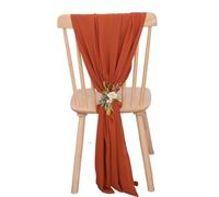 ERHTGUO 2Pcs 30x270cm Chiffon Wedding Chair Sashes Setting Gauze Sheer Vintage Birthday Party Festival Aisle Decor(2pcs Rust)