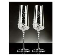 ERHTGUO 2pcs Elegant Pearl Crystal Champagne Glasses ，Handcrafted Clear Glassware For Weddings With Cursive Script Design