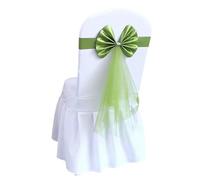 ERHTGUO 4/6/10/12/50/100 Pcs Chair Sashes Tie Gauze Bodas Knot Cover Satin Ribbon Belt Bow for Banquet Country Wedding Party Event Decor(Grass Green,12 PCS)