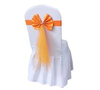 ERHTGUO 4/6/10/12/50/100 Pcs Chair Sashes Tie Gauze Bodas Knot Cover Satin Ribbon Belt Bow for Banquet Country Wedding Party Event Decor(Orange,10 PCS)