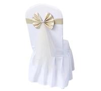 ERHTGUO 4/6/10/12/50/100 Pcs Chair Sashes Tie Gauze Bodas Knot Cover Satin Ribbon Belt Bow for Banquet Country Wedding Party Event Decor(Champagne,10 PCS)