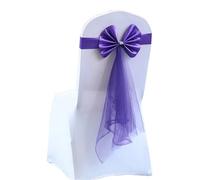 ERHTGUO 4/6/10/12/50/100 Pcs Chair Sashes Tie Gauze Bodas Knot Cover Satin Ribbon Belt Bow for Banquet Country Wedding Party Event Decor(Deep Purple,10 PCS)