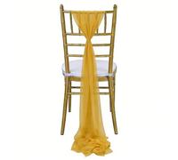 ERHTGUO 4pc Chair Ties Wedding Sash Tulle Polyester Streamer Banquet Hotel Decoration Cover Ribbon Bow for Party Chairs(Gold)