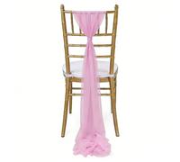ERHTGUO 4pc Chair Ties Wedding Sash Tulle Polyester Streamer Banquet Hotel Decoration Cover Ribbon Bow for Party Chairs(Pink)