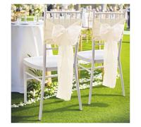 ERHTGUO 4pcs Wedding Chair Decoration Sashes Knot Bands Bows for Party Banquet Event Decors(Beige-4pcs)