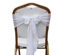 ERHTGUO 50-100PCS Chair Sashes for Wedding Covers Cheesecloth Bow Ribbons for Bridal Ceremony 7x98In(White,20pcs)
