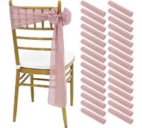 ERHTGUO 50-100PCS Chair Sashes for Wedding Covers Cheesecloth Bow Ribbons for Bridal Ceremony 7x98In(Pink,20pcs)