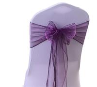 ERHTGUO 50/100pcs Wedding Chair Decoration Organza Sashes Knot Bands Bows for for Party Banquet Event Decor(Dark Purple,100pcs)