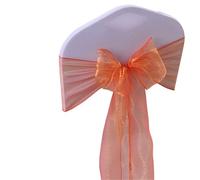 ERHTGUO 50/100pcs Wedding Chair Decoration Organza Sashes Knot Bands Bows for for Party Banquet Event Decor(Orange,100pcs)