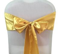 ERHTGUO 50pcs Satin Chair Sash Knot Hotel Party Banquet Event Wedding Decoration Ribbon Tie Bow(Gold)