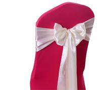 ERHTGUO 50pcs Satin Chair Sash Knot Hotel Party Banquet Event Wedding Decoration Ribbon Tie Bow(Ivory)