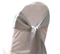 ERHTGUO 50pcs Satin Chair Sash Knot Hotel Party Banquet Event Wedding Decoration Ribbon Tie Bow(Silver Grey)