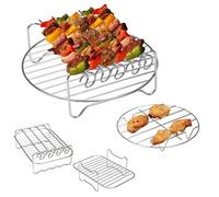 ERHTGUO Air Fryer Stainless Steel Holder BBQ Rack Double Round Versatile Layer Grill Baking Tray Replacement Barbecue Kitchen Tools