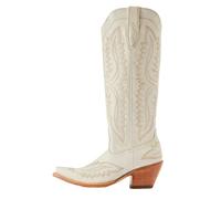 ERHTGUO Bottes de cowboy for femmes, hauteur genou, mi-mollet, style western vintage, chaussures décontractées à talons compensés(White,36)