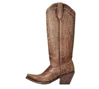 ERHTGUO Bottes de cowboy for femmes, hauteur genou, mi-mollet, style western vintage, chaussures décontractées à talons compensés(Dark Brown,39)