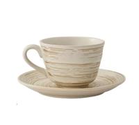 ERHTGUO Ceramic Mug Set With Saucer Stripe Coffee Cup For Office Home Use Modern Tea Drinkware(Color 1)