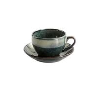 ERHTGUO Ceramic Retro Kiln-turned Coffee Cup Cappuccino Latte Fancy Art Tea And Saucer Set 300ml Cafe Home(B-300ML)