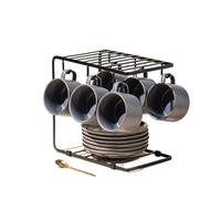 ERHTGUO Ceramics Coffee Cup And Dish Set Drinkware Sets Breakfast Cups Afternoon Tea Flower Water Milk Mug(Grey sets)