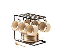 ERHTGUO Ceramics Coffee Cup And Dish Set Drinkware Sets Breakfast Cups Afternoon Tea Flower Water Milk Mug(Khaki sets)