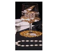 ERHTGUO Champagne Goblet Blue Broken Diamond Wedding Toast Cup DIY Material Handmade Engagement Gift Decoration(Yellow)