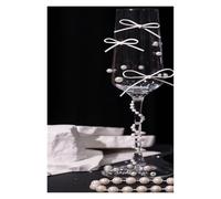 ERHTGUO Champagne Goblet Blue Broken Diamond Wedding Toast Cup DIY Material Handmade Engagement Gift Decoration(Black)