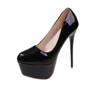 ERHTGUO Chaussures à Talons Hauts Semelles épaisses Enfiler Hauteur du Talon Embouchure Peu Profonde(Black,38)