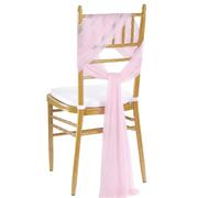 ERHTGUO Chiffon Chair Sashes Wedding Ribbon for Church Party Banquet Event Aisle Cover Decoration(Pink,20X275CM 5PCS)