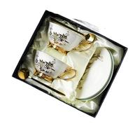 ERHTGUO Coffee Cup Small Set Ceramic British Afternoon Tea Bone China Flower European Saucer(Color-02)