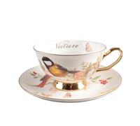 ERHTGUO Design Coffee Cup & Saucer Set Bone China Butterfly Hand-painted Gold Handle Tea Cafe Decoration(Color6)