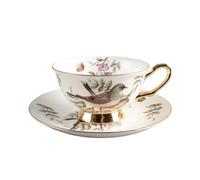 ERHTGUO Design Coffee Cup & Saucer Set Bone China Butterfly Hand-painted Gold Handle Tea Cafe Decoration(Style A)