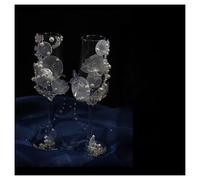 ERHTGUO Elegant Champagne Flute Glasses With Mother Crystal Accents, Handmade Pearl Diamond Detailing For Wedding Party Celebrations(Color-03)