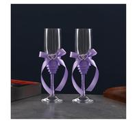 ERHTGUO Elegant Crystal Wedding Toasting Glasses Set Romantic Bride & Groom Champagne For Special Occasions(PURPLE)