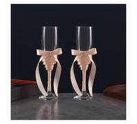 ERHTGUO Elegant Crystal Wedding Toasting Glasses Set Romantic Bride & Groom Champagne For Special Occasions(Pink)