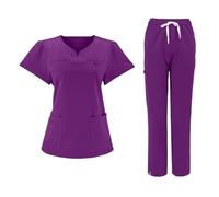 ERHTGUO Ensembles de Gommage élastiques ajustés Uniforme Salle d'opération Infirmière Femmes Costume Couleur Unie(Gold,XX-Large)