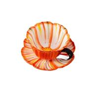 ERHTGUO Floral Ceramic Coffee Mug And Saucer Set Afternoon Tea Cup Creative Gift For Home Cafe(Red)