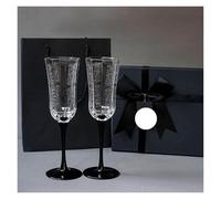 ERHTGUO French Vintage Black Swan Champagne Glasses Octagonal Stemware For Home Bar Wedding Party Romantic Valentine(Gift box model-2pcs)