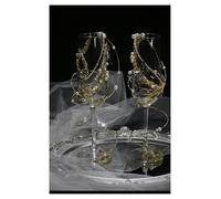 ERHTGUO Golden Toast Cup Creative Broken Diamond Pearl Wedding Wine Glass(Color 2)