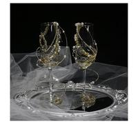 ERHTGUO Golden Toast Cup Creative Broken Diamond Pearl Wedding Wine Glass(Indigo)
